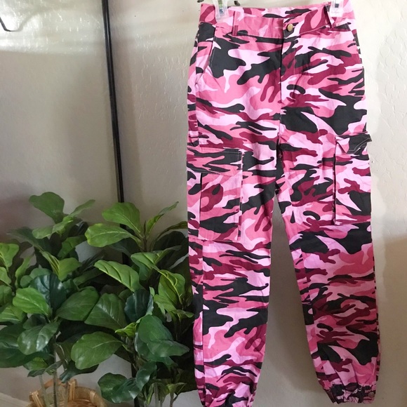 Pink Cargo Camo Pants - Picture 1 of 2